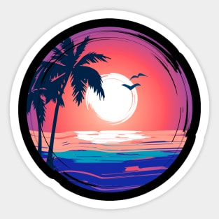 Colorful Beach Sunset Summer Design Sticker